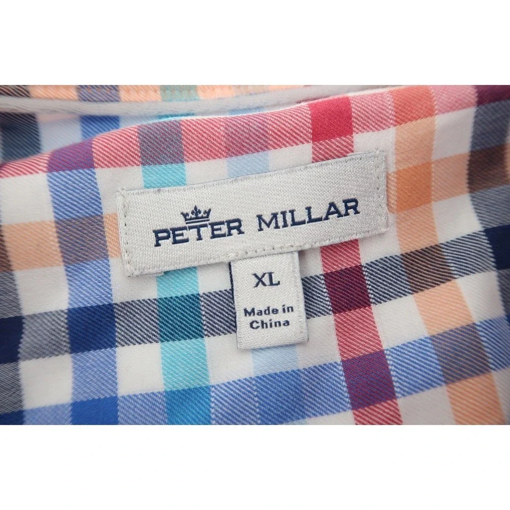 Peter Millar Seaside Shirt Men's XL Button Down Long Sleeve Plaid Tattersall‎